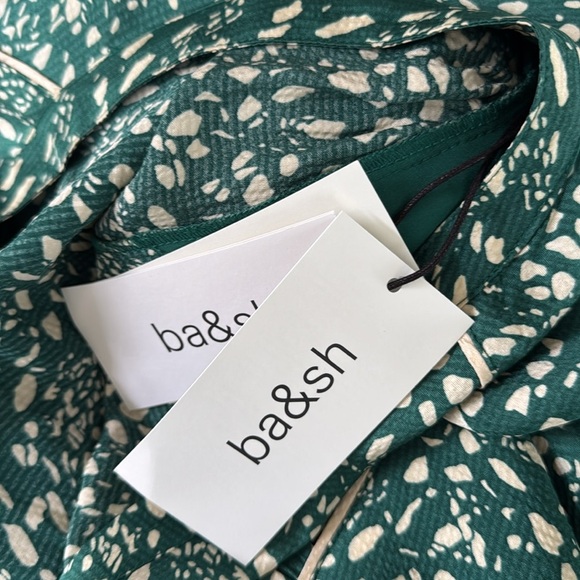 BA&SH Esmee Printed Midi Dress - Green Size 1/S - Picture 13 of 14